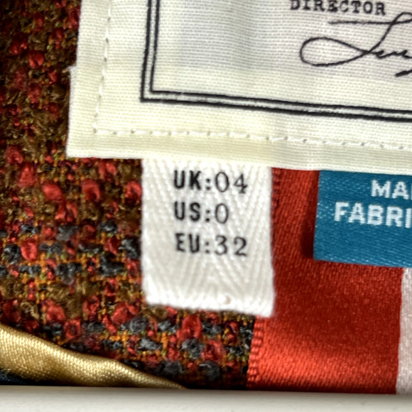 Anthropologie Cartonnier Plaid Wrap Blazer Women 0 Brown Fringe Tweed Fall - Picture 5 of 16